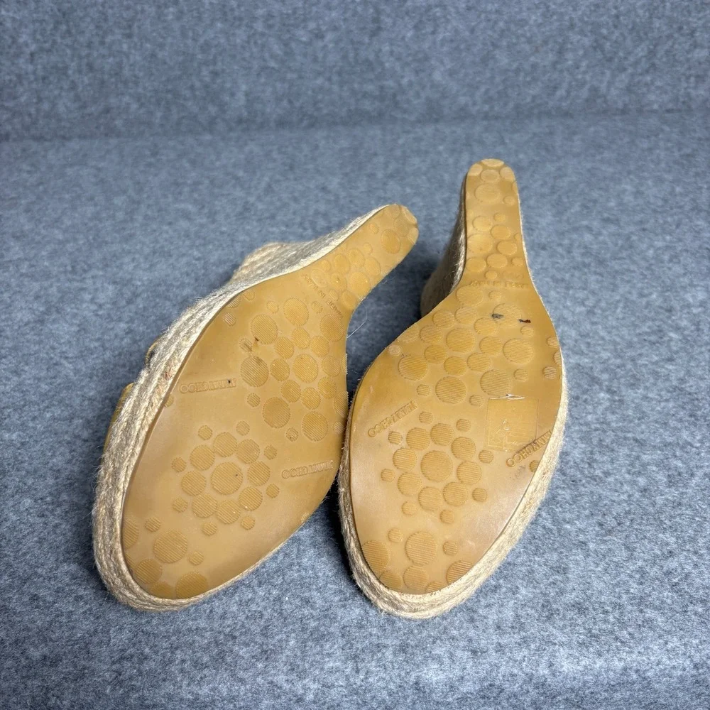 Jimmy Choo Yellow Patent Leather Crisscross Espadrille Wedge Sandals Womens 42